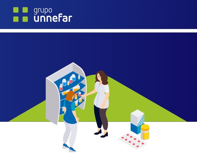 Ilustración de Grupo Unnefar sobre digitalización y servicios conjuntos para farmacias.