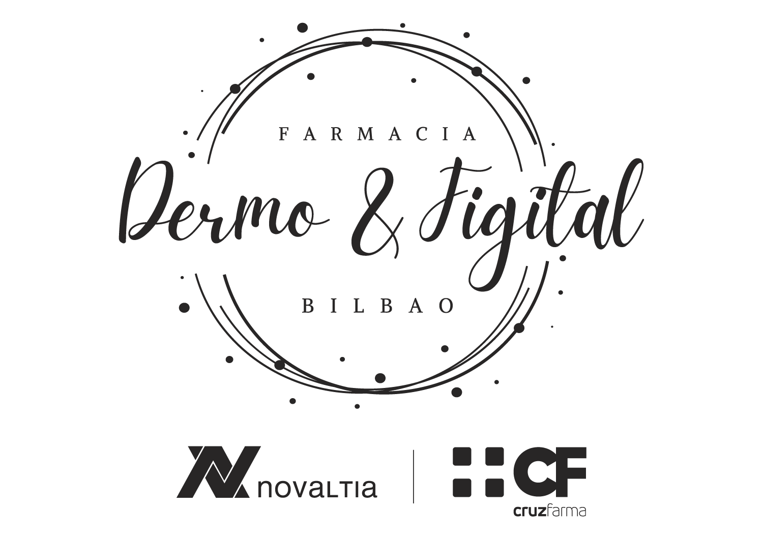 Official logo of the Dermo&Figital Bilbao event organised by Novaltia and Cruzfarma.