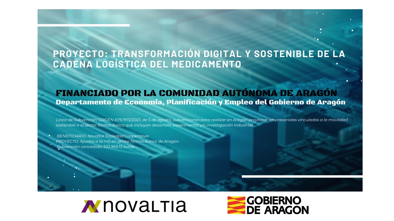 Proyecto de transformación digital y sostenible de la cadena logística del medicamento, financiado por el Gobierno de Aragón, con referencia a ayudas a la I+D en el sector farmacéutico y a la movilidad sostenible.