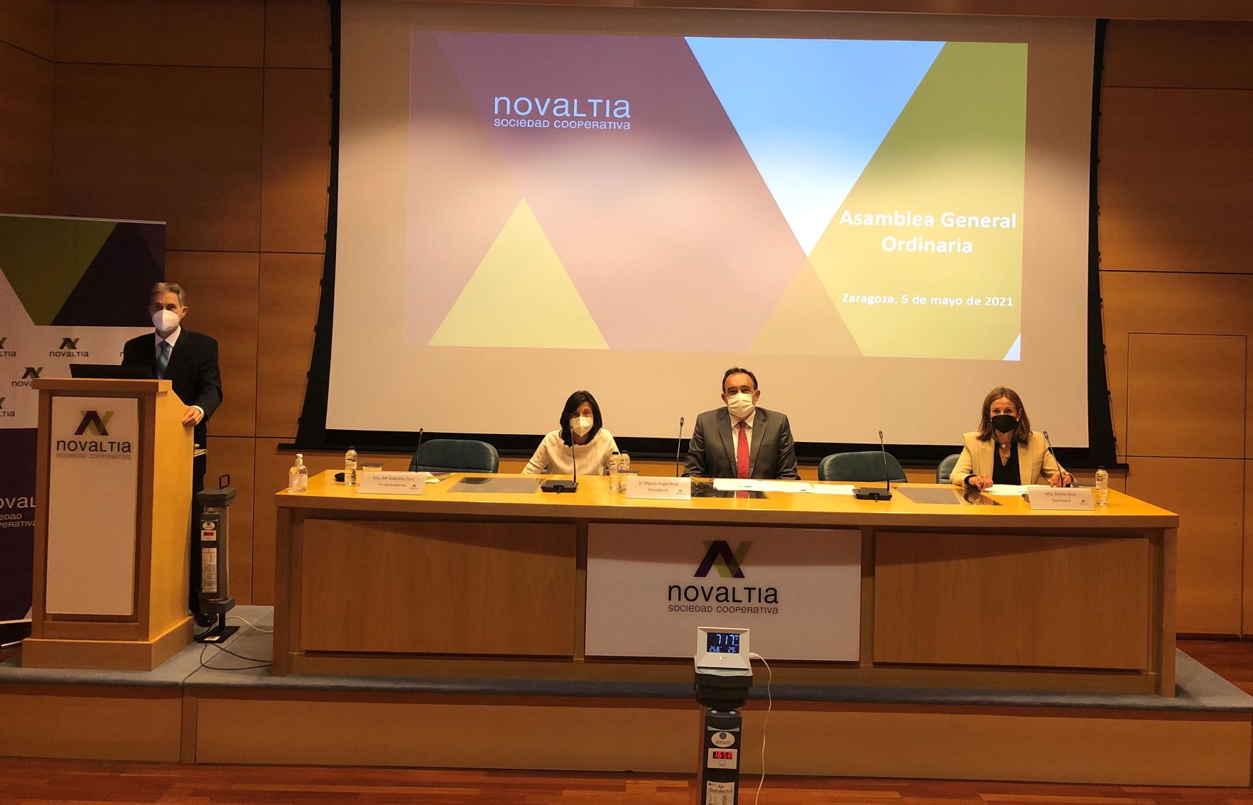 Presentación de resultados del ejercicio 2021 durante la Asamblea General Ordinaria de Novaltia en Zaragoza.